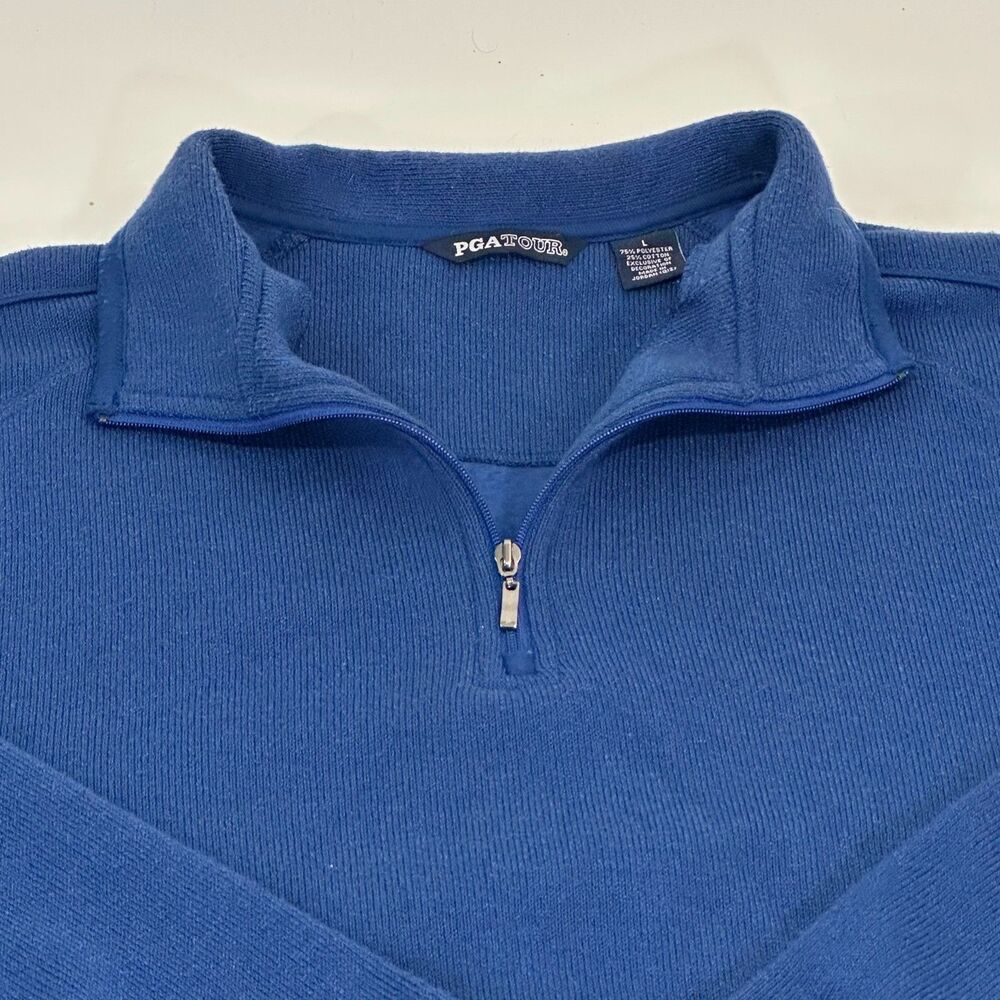 PGA Tour Men's Long Sleeve Pullover Sweater, Blue, Size Large